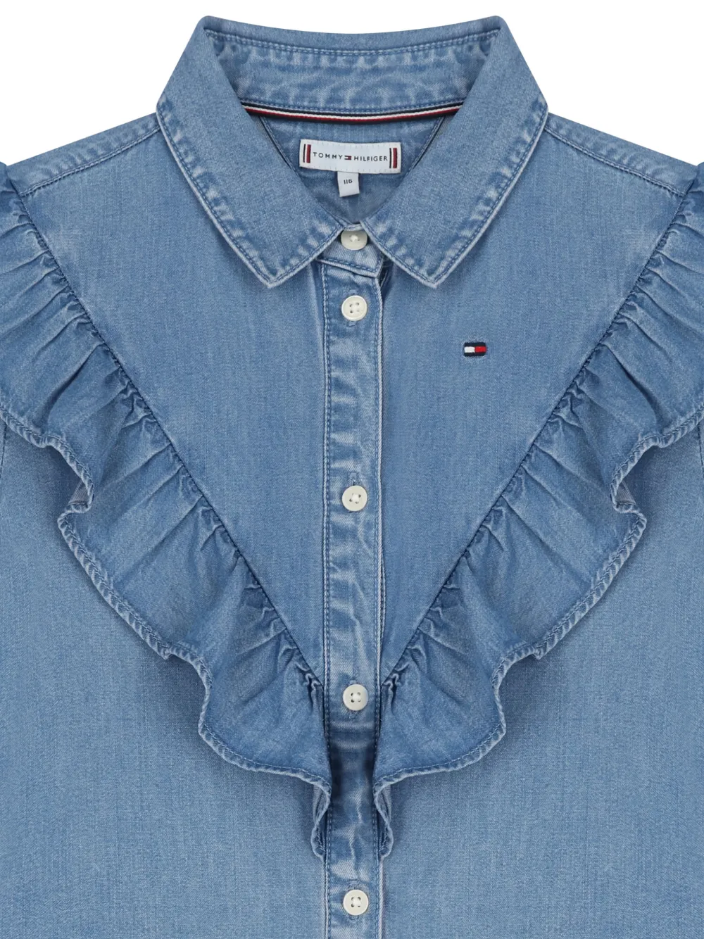 Tommy Hilfiger Junior Spijkerjurk met ruche detail Blauw
