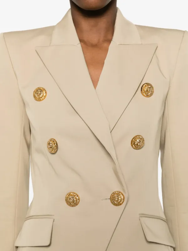 Balmain Gabardine 6-button Jacket | Neutrals | FARFETCH CA