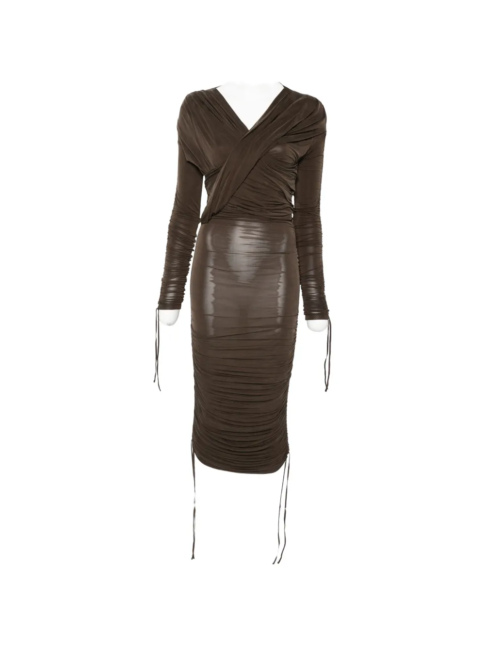 Balmain draped midi dress - Marrone
