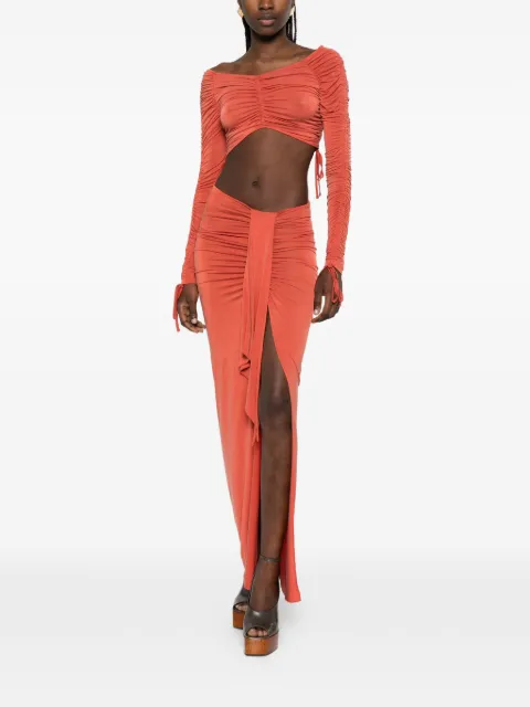 Balmain ruched long-sleeved top