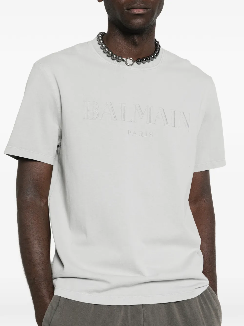 Balmain T-shirt met geborduurd logo Grijs