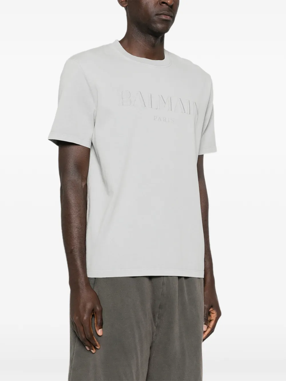  Balmain Logo-embroidered T-shirt - Grey 