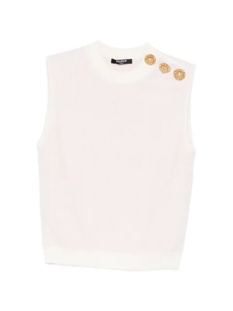 Balmain top corto de tweed con botones