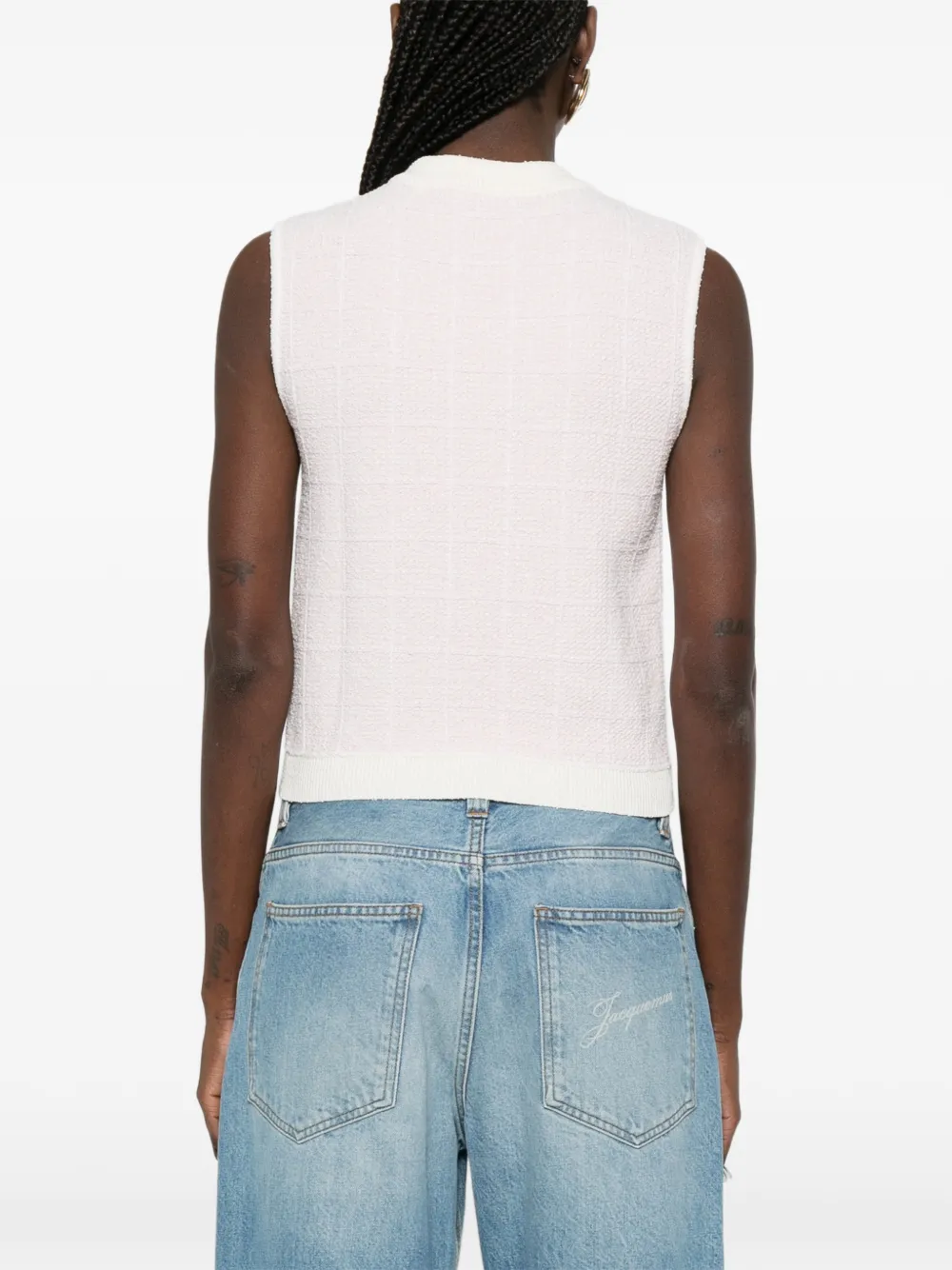 Balmain Tweed cropped top met knopen Beige