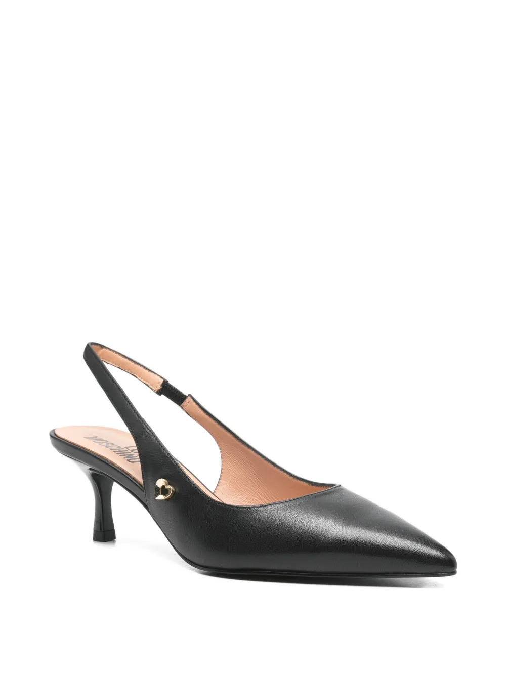 Love Moschino heart-appliqué slingback pumps Zwart
