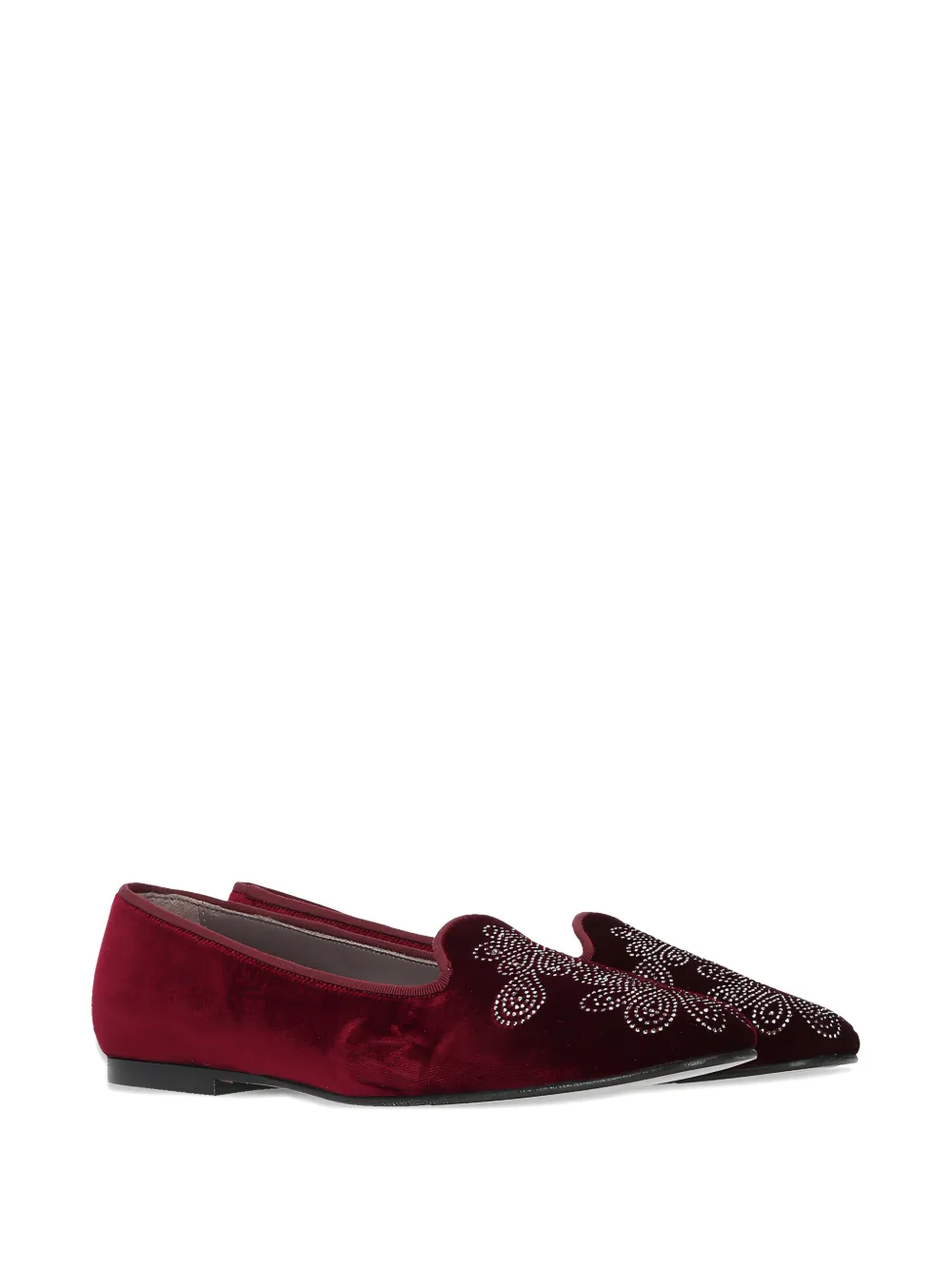Castañer floral-motif velvet loafers - Rood