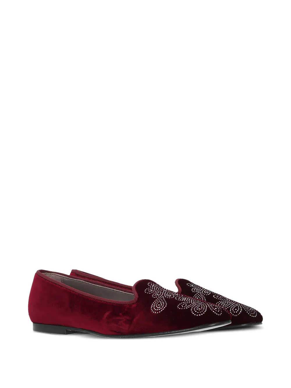 Castañer Fluwelen loafers met bloemenpatroon Rood
