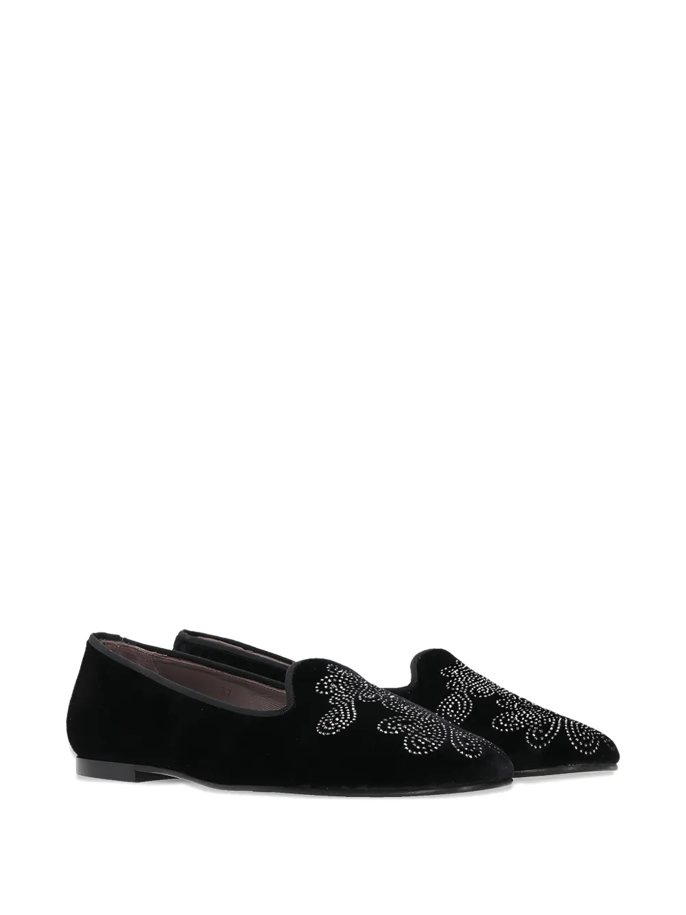 Castañer floral-motif velvet loafers - Zwart