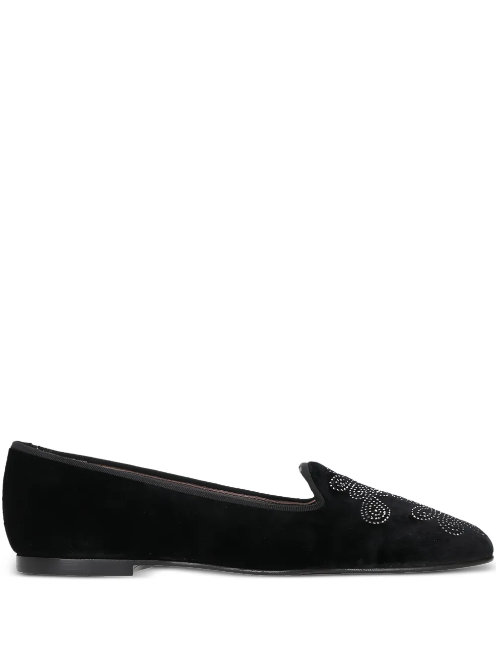 Castañer floral-motif velvet loafers - Nero