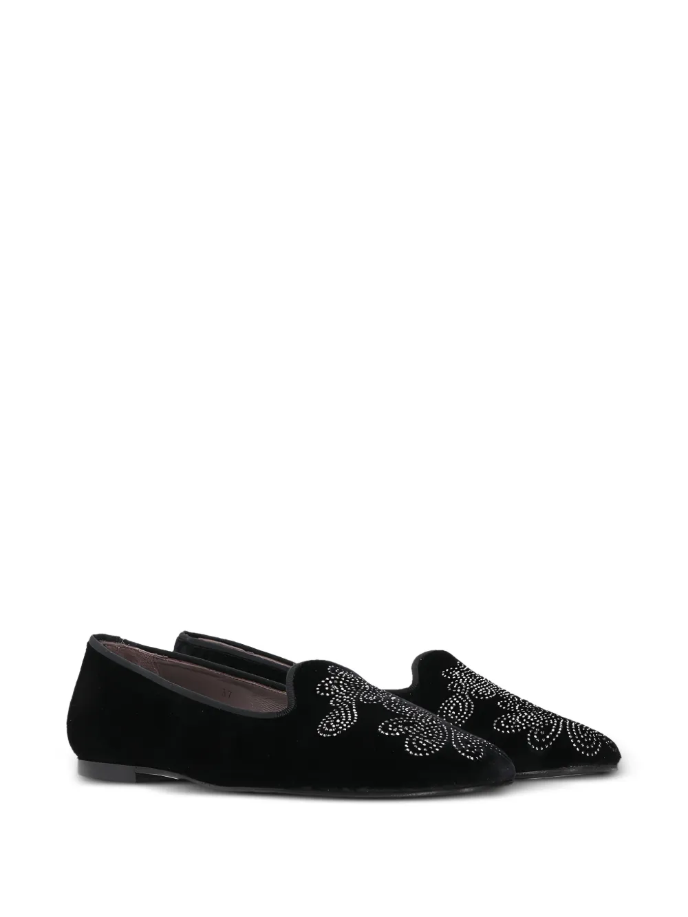Castañer Fluwelen loafers met bloemenpatroon Zwart