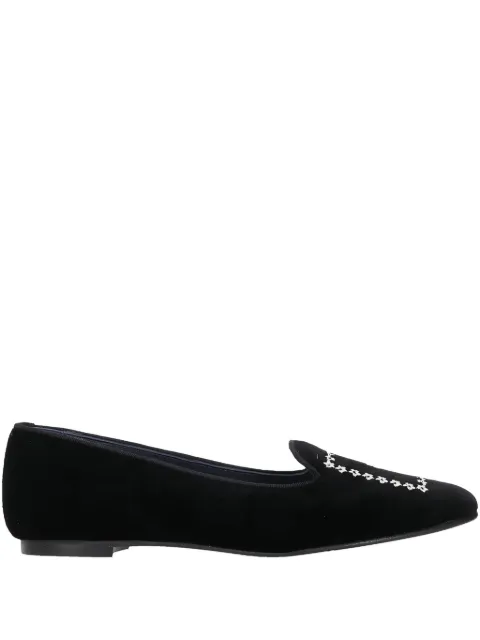 Castañer floral-embroidery velvet loafers