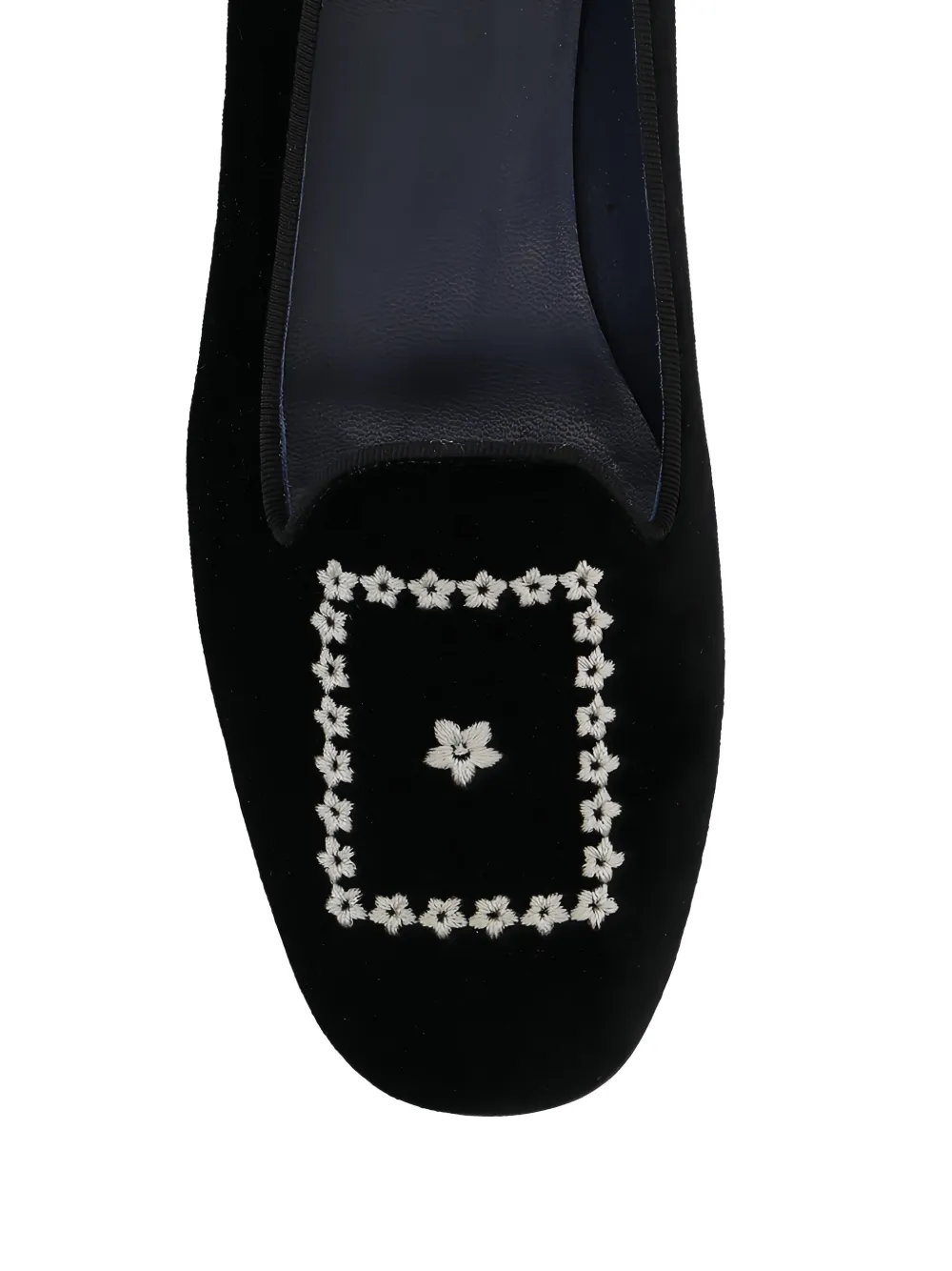 Castañer floral-embroidery velvet loafers Zwart