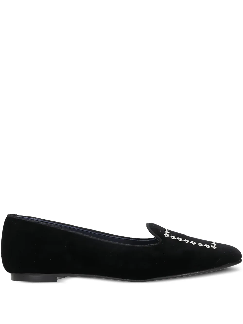 Castañer floral-embroidery velvet loafers - Nero