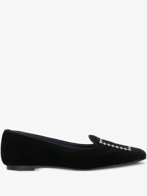 Castañer floral-embroidery velvet loafers