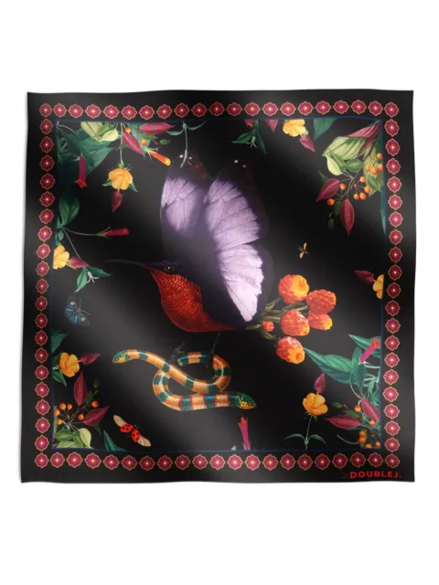 La DoubleJ floral border bird scarf