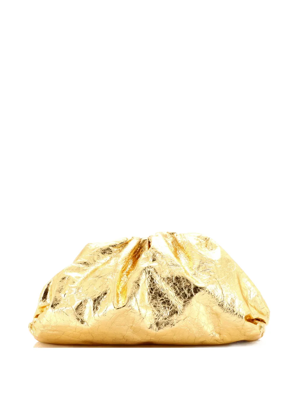 Bottega Veneta Pre-Owned The Pouch Crinkled Metallic Leather clutch bag - Oro