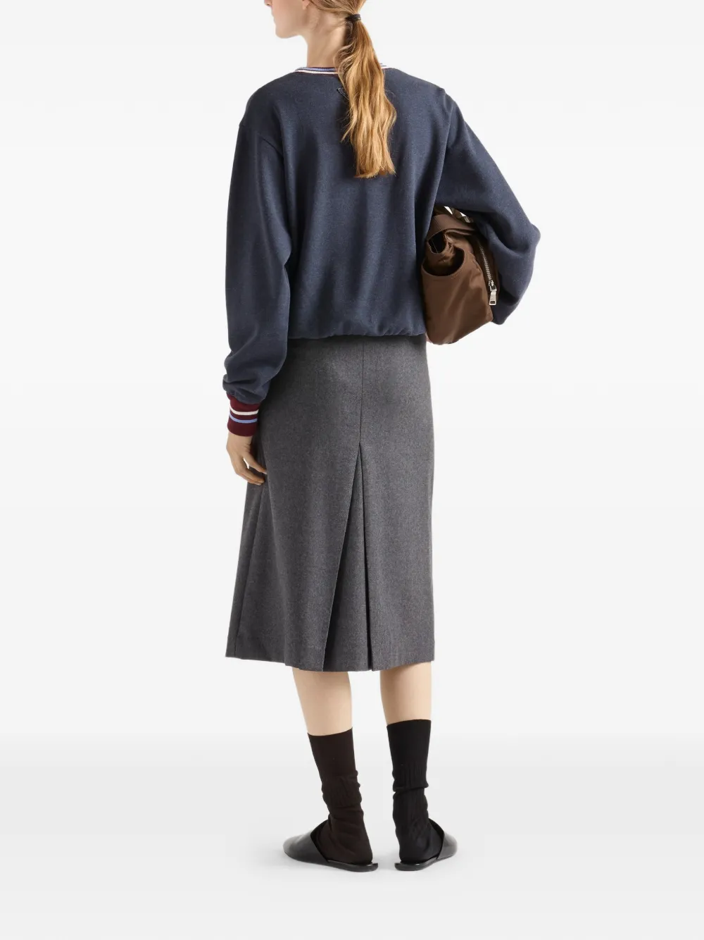 Prada Logo-embroidered Cotton Sweatshirt - Blue 