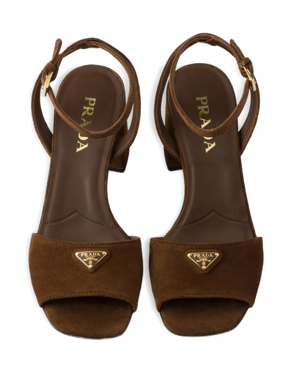 Prada logo-plaque suede sandals Bruin