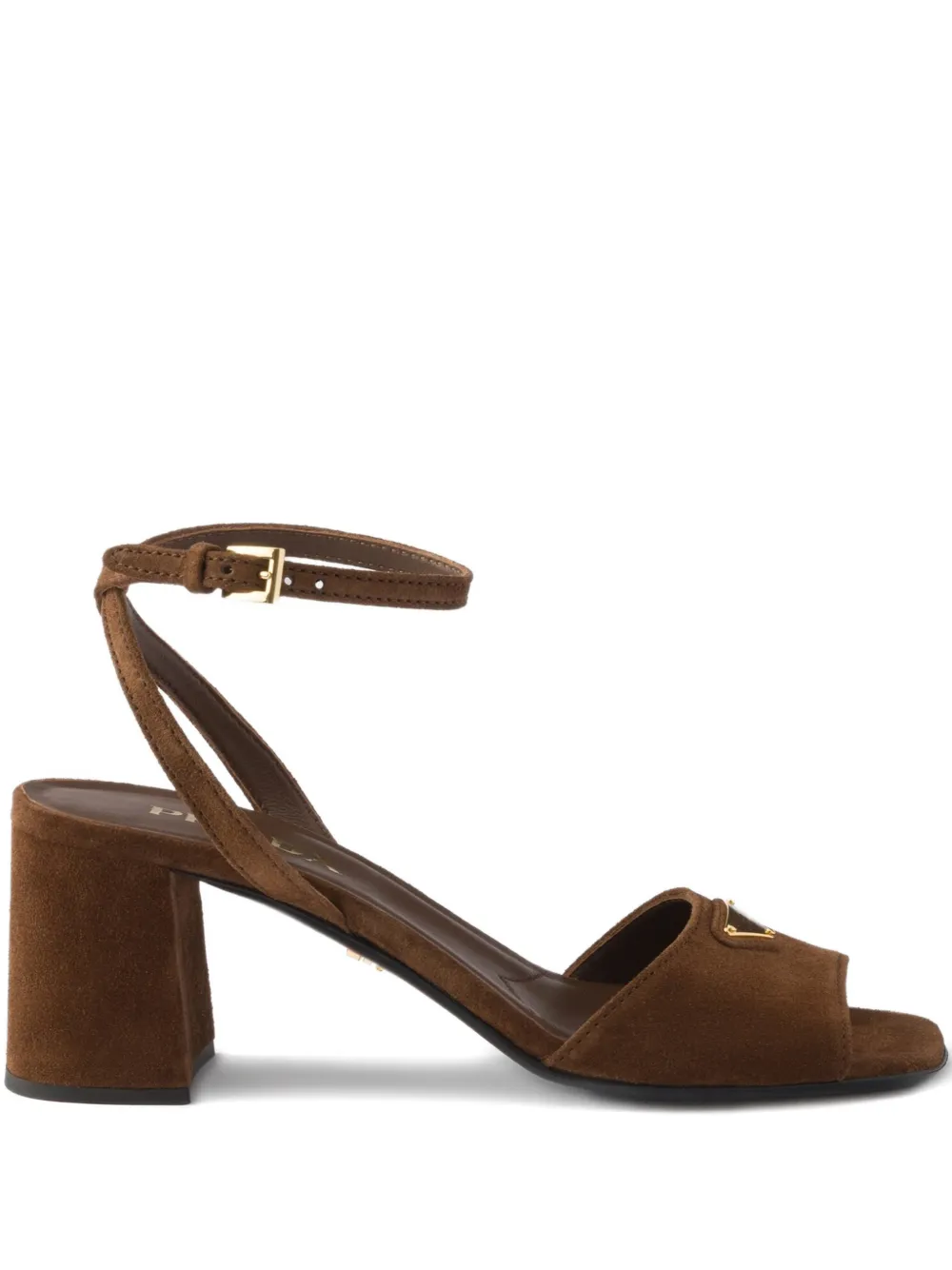 Prada logo-plaque suede sandals Bruin