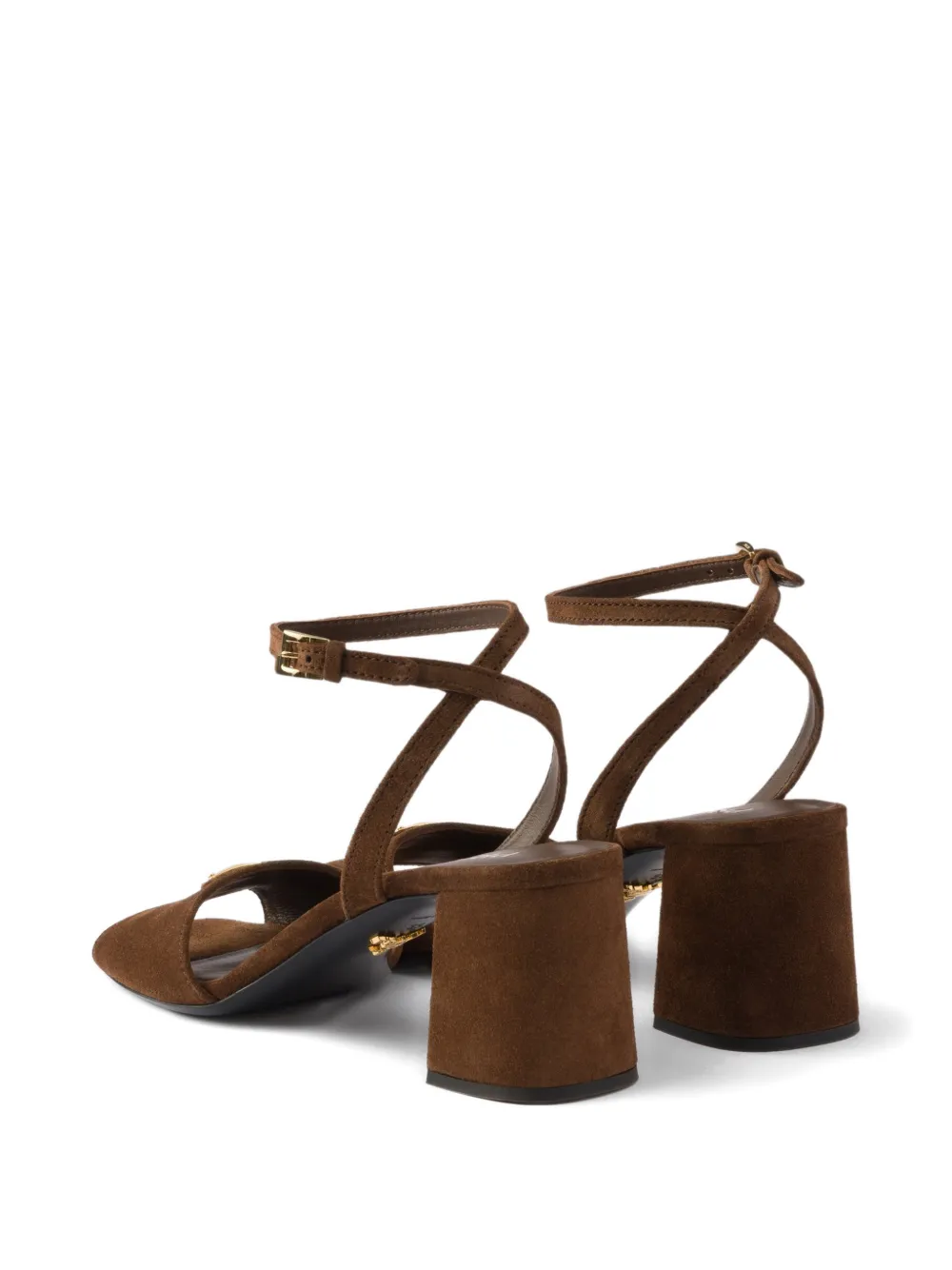 Prada logo-plaque suede sandals Bruin