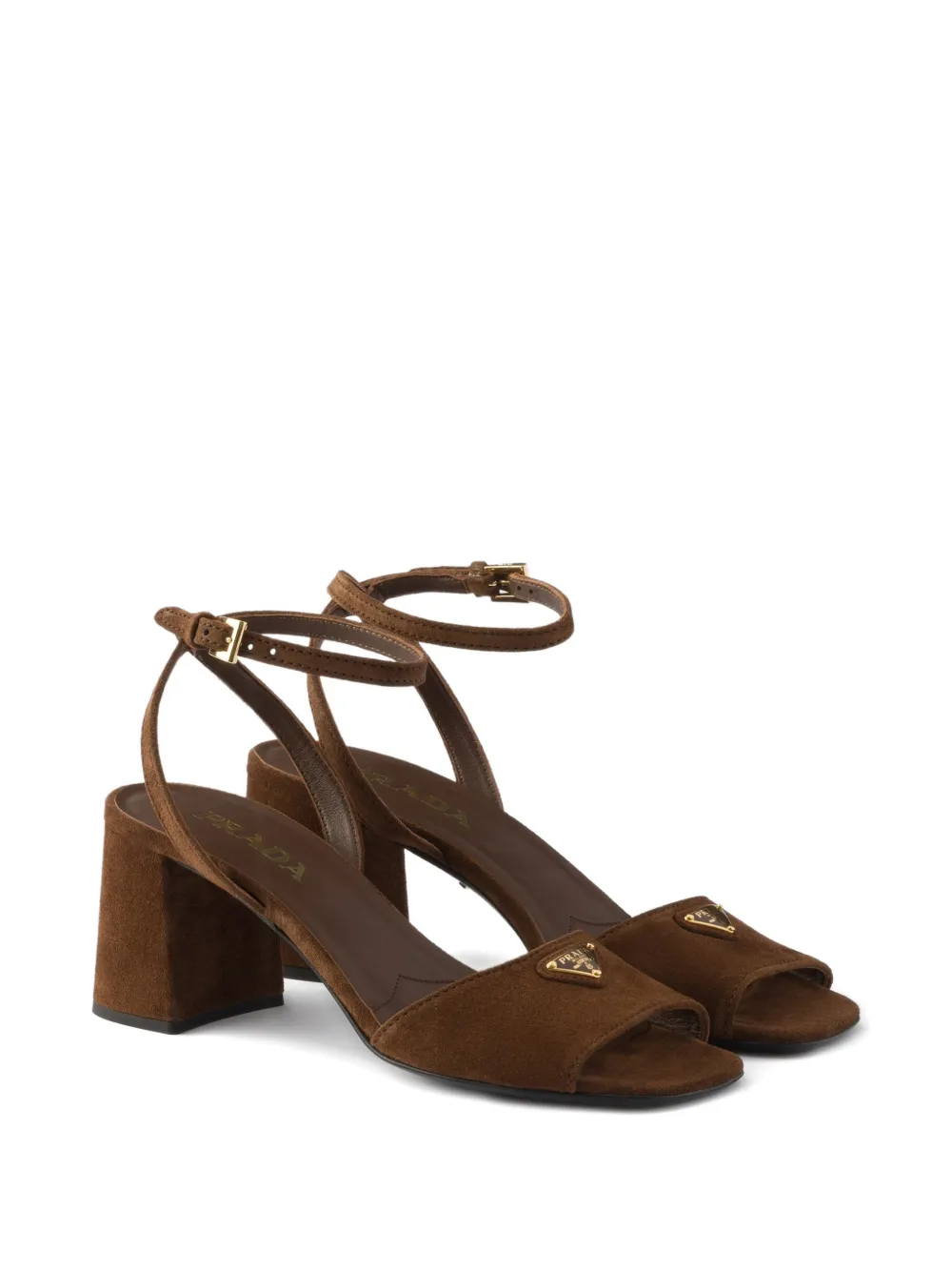 Prada logo-plaque suede sandals Bruin