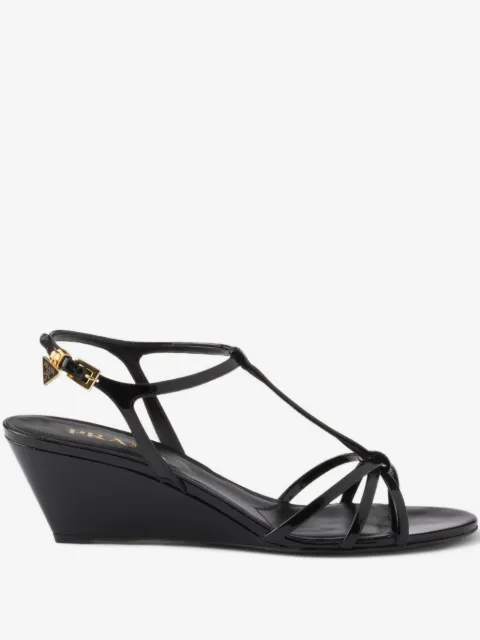 Prada T-strap wedge sandals