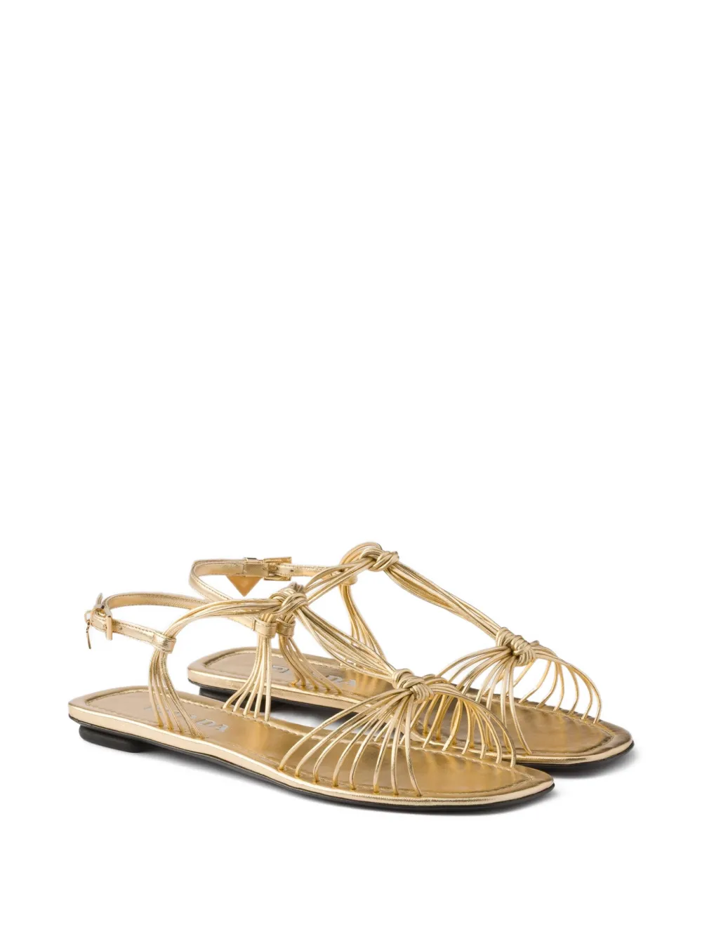 Prada Platte leren sandalen Goud