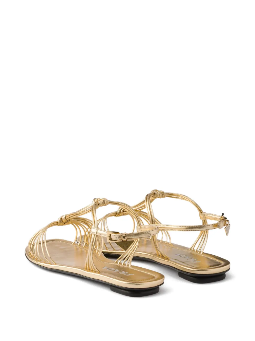 Prada Platte leren sandalen Goud