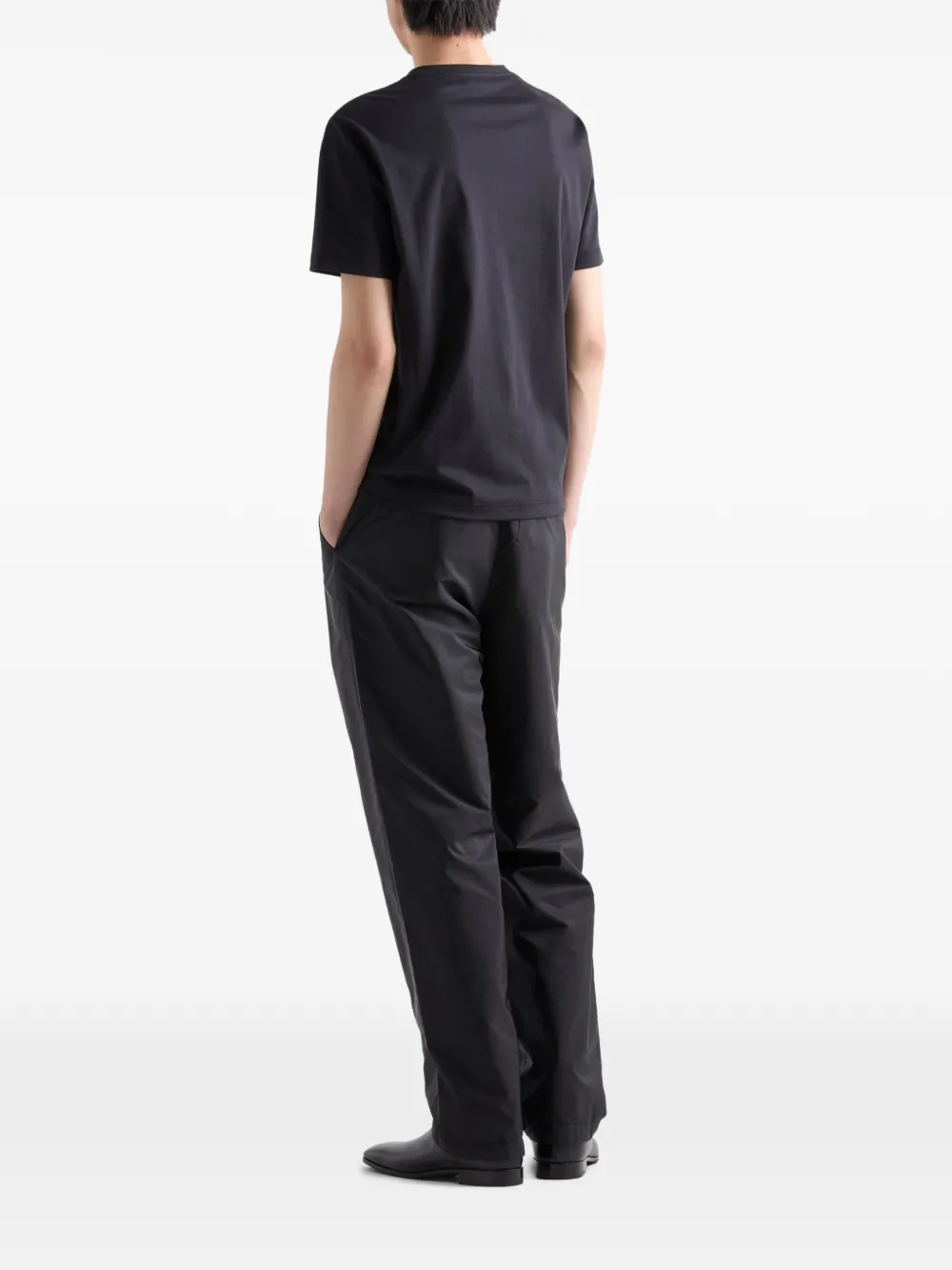 Prada T-shirt met geborduurd logo Zwart