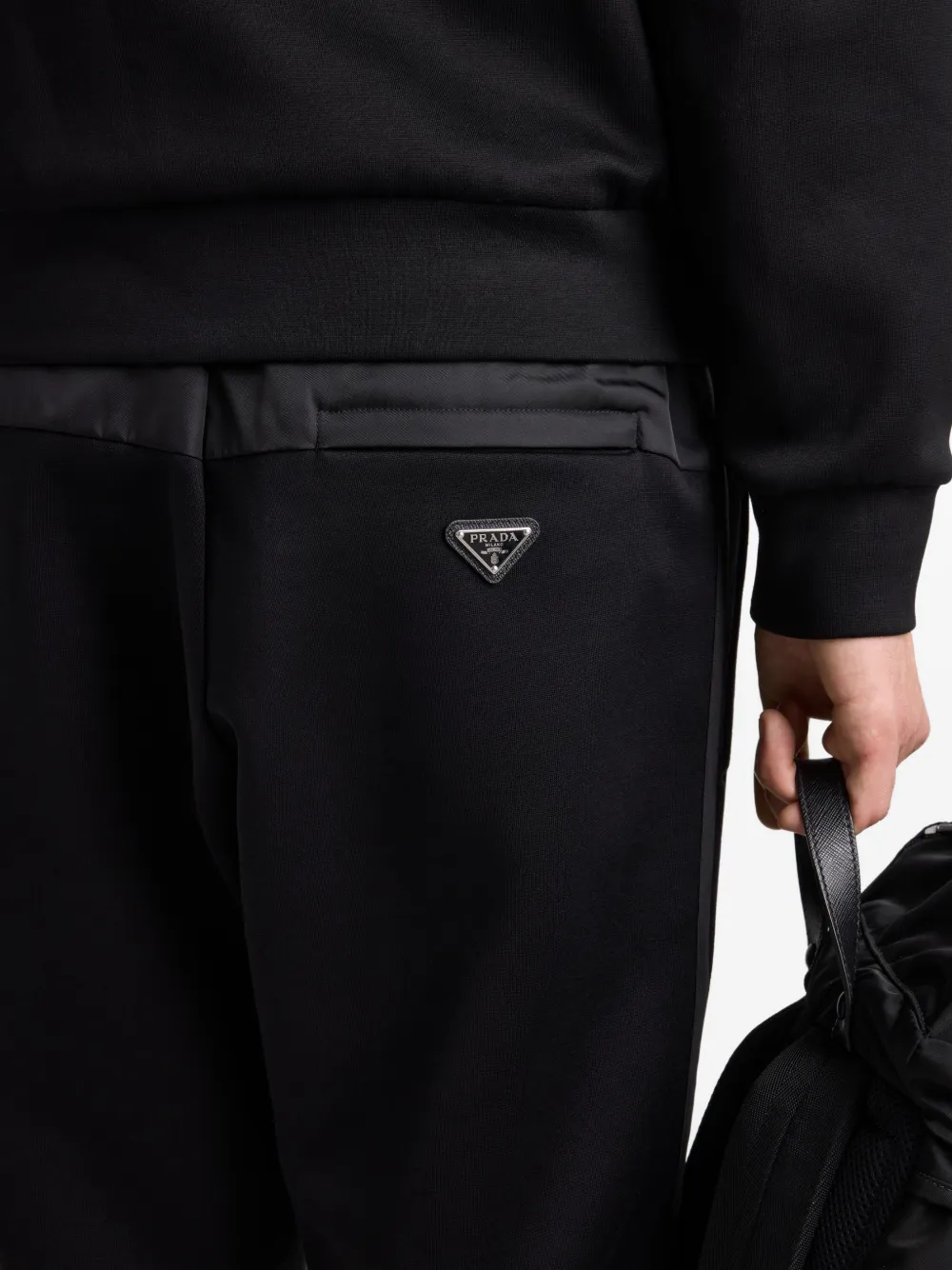 Prada Broek met logoplakkaat Zwart