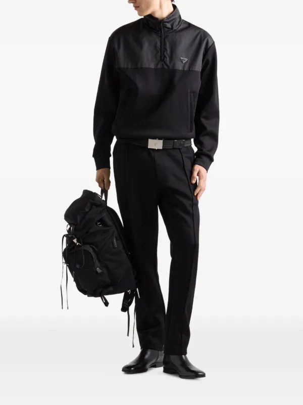 Prada logo-plaque Trousers | Black | FARFETCH