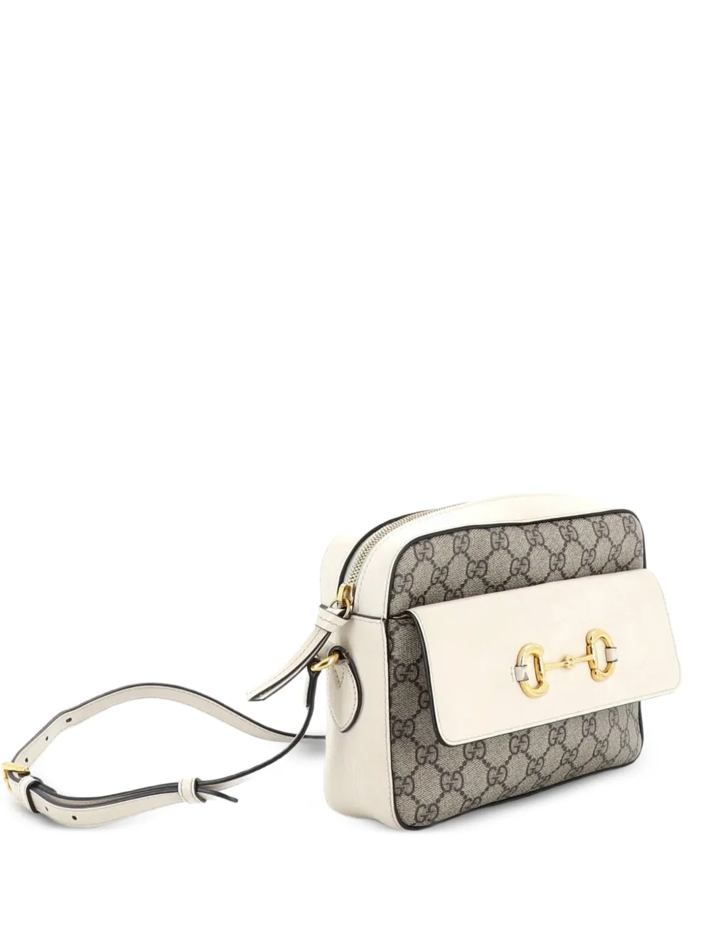 Gucci Pre-Owned Horsebit 1955 Flap Pocket Camera Bag GG Coated Canvas and Leather Small crossbody bag - Marrone