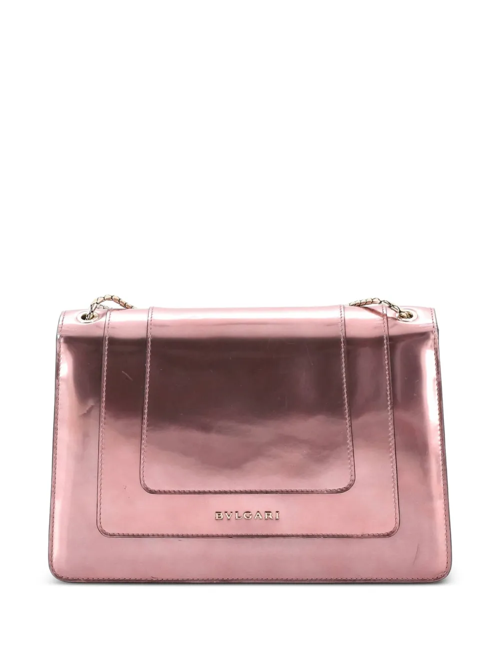  Bvlgari Pre-owned Serpenti Forever Metallic Leather Medium Shoulder Bag - Pink 