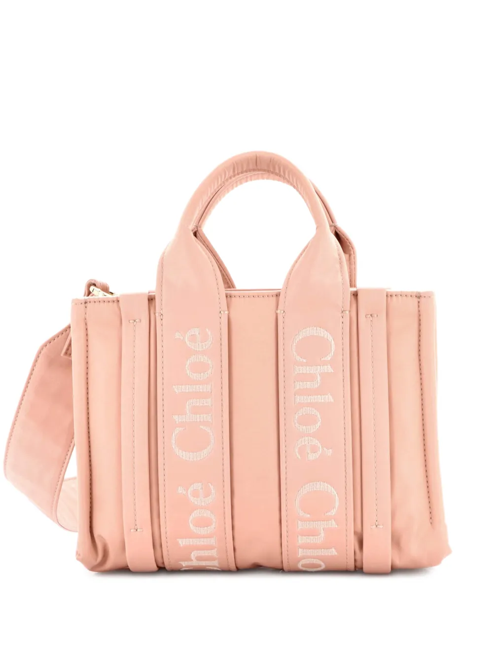Chloé Pre-Owned Woody Convertible Recycled Nylon Small tote bag - Rosa