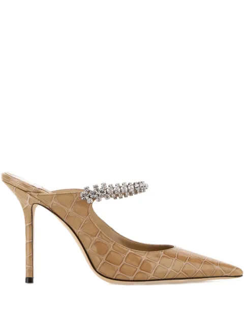 Jimmy Choo embossed-print embellishment mules