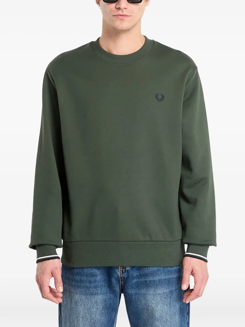 Fred Perry Sweater met ronde hals en logo Groen