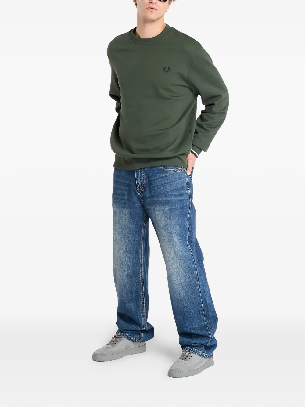 Fred Perry crew-neck logo sweatshirt - Groen