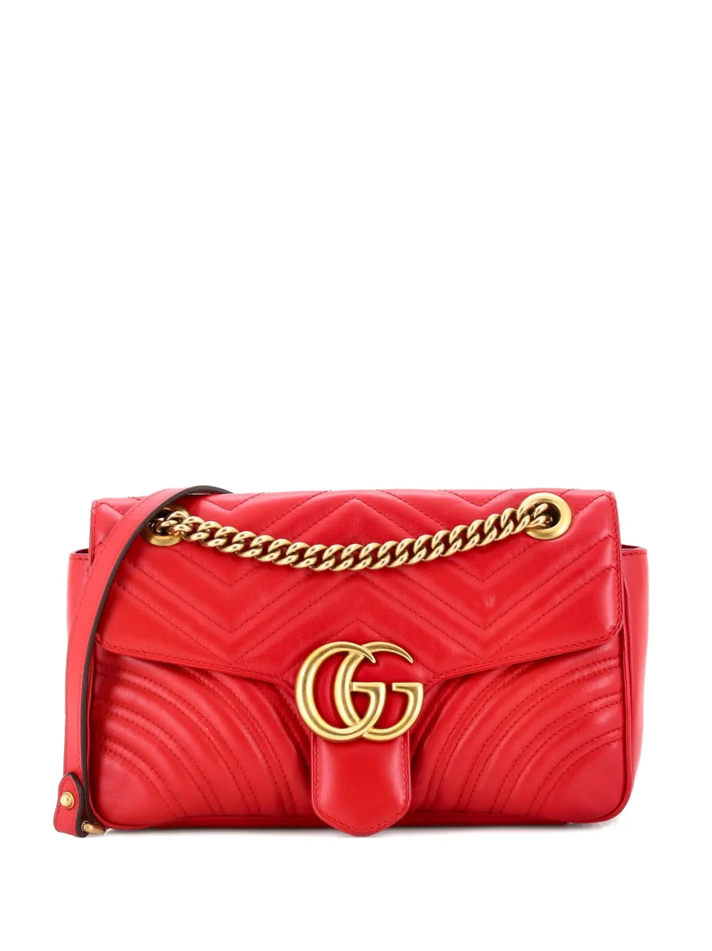Gucci Pre-Owned GG Marmont Flap Bag Matelasse Leather Small crossbody bag - Rosso