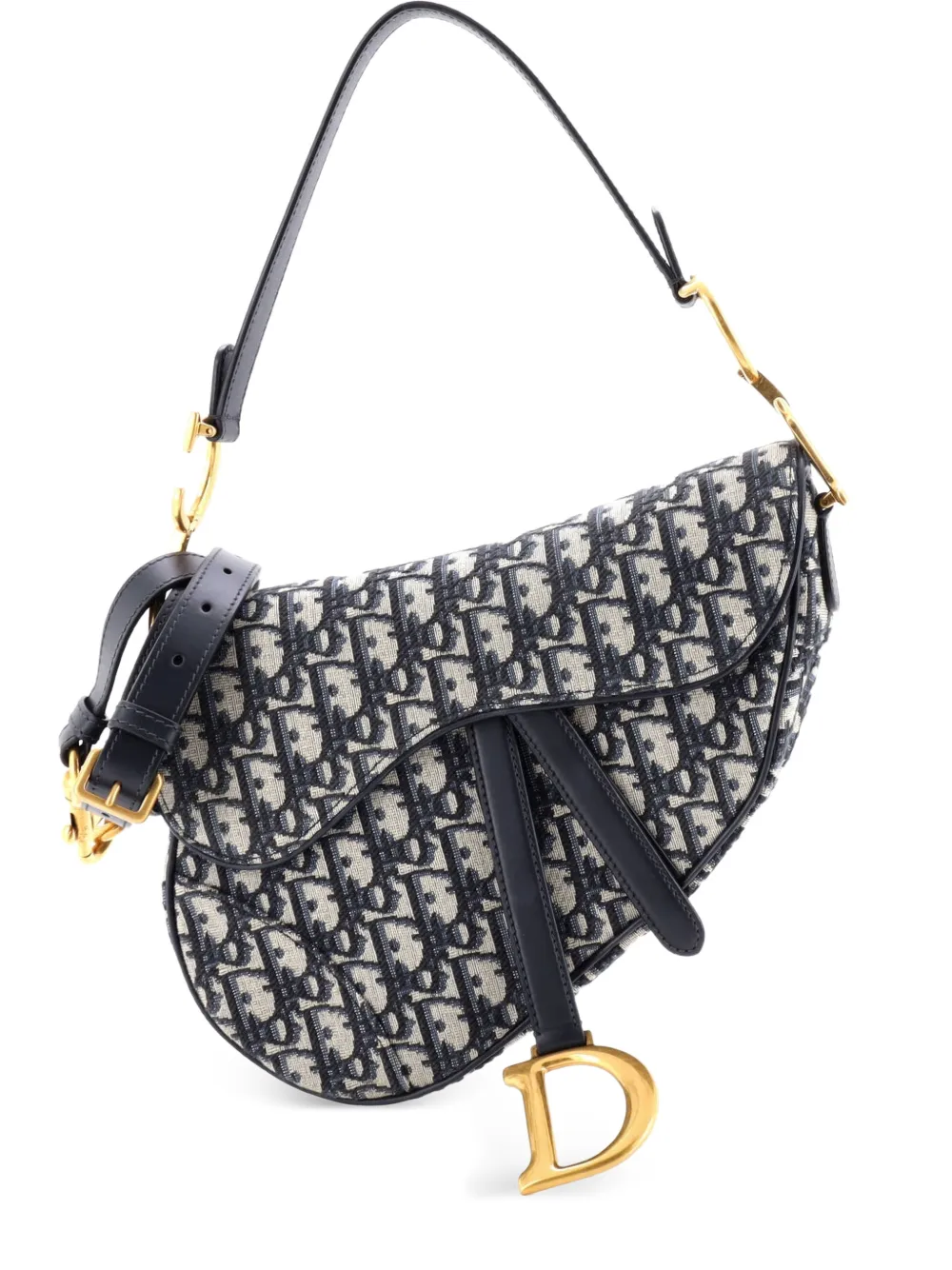 Christian Dior Pre-Owned Saddle Handbag with Strap Oblique Canvas Medium shoulder bag - Blu