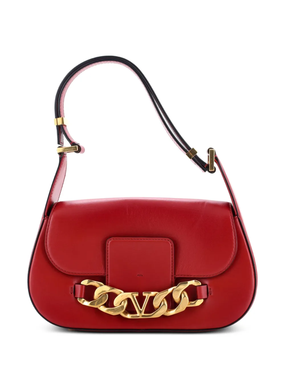 Valentino Garavani Pre-Owned VLogo Chain Flap Shoulder Bag Leather Medium hobo bag - Rosso