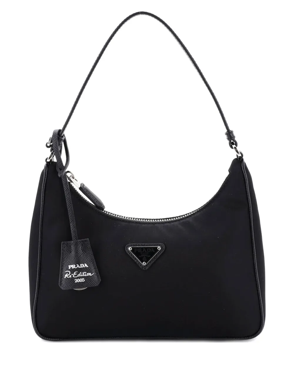Prada Pre-Owned Re-Edition 2005 Tessuto with Saffiano Leather Mini hobo bag - Nero
