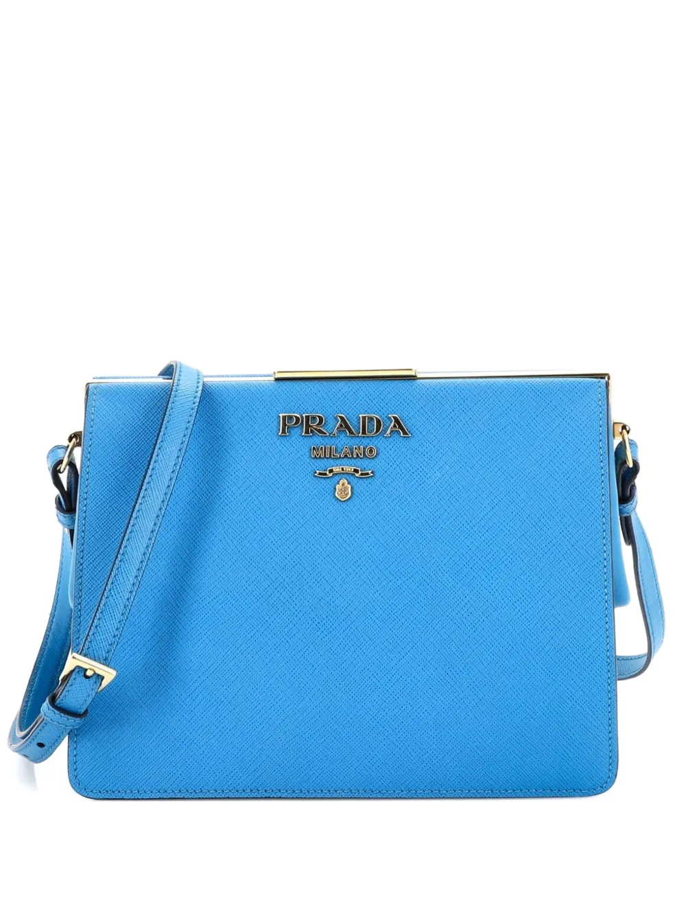 Prada Pre-Owned Light Frame Shoulder Bag Saffiano Leather Small crossbody bag - Blu