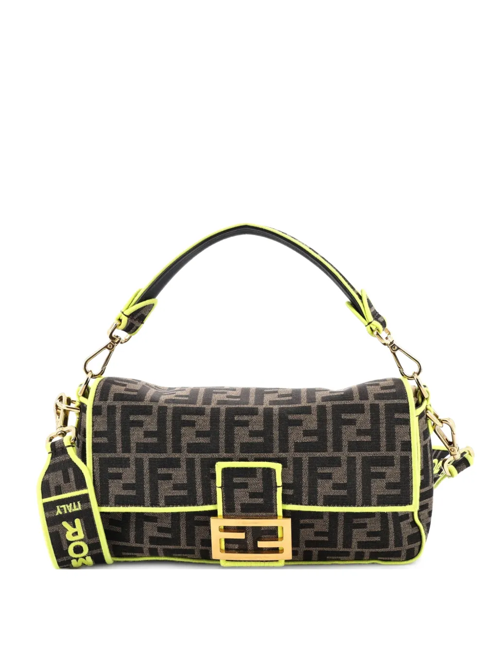 Fendi Pre-Owned Baguette NM Bag Zucca Canvas Medium shoulder bag - Marrone