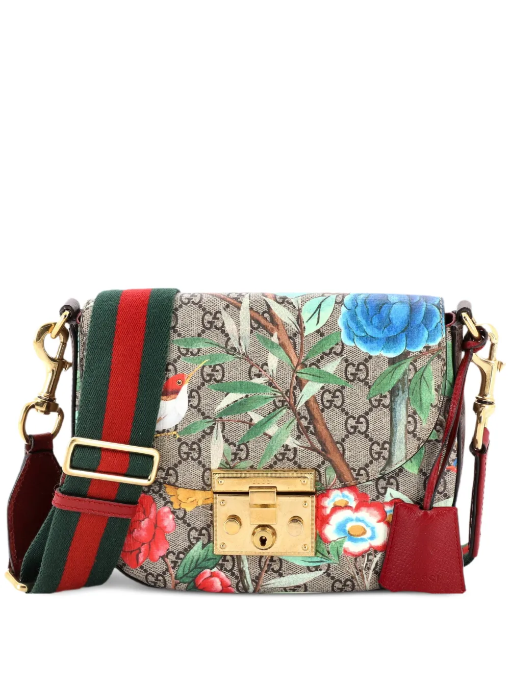 Gucci Pre-Owned Padlock Saddle Tian Print GG Coated Canvas Medium shoulder bag - Marrone