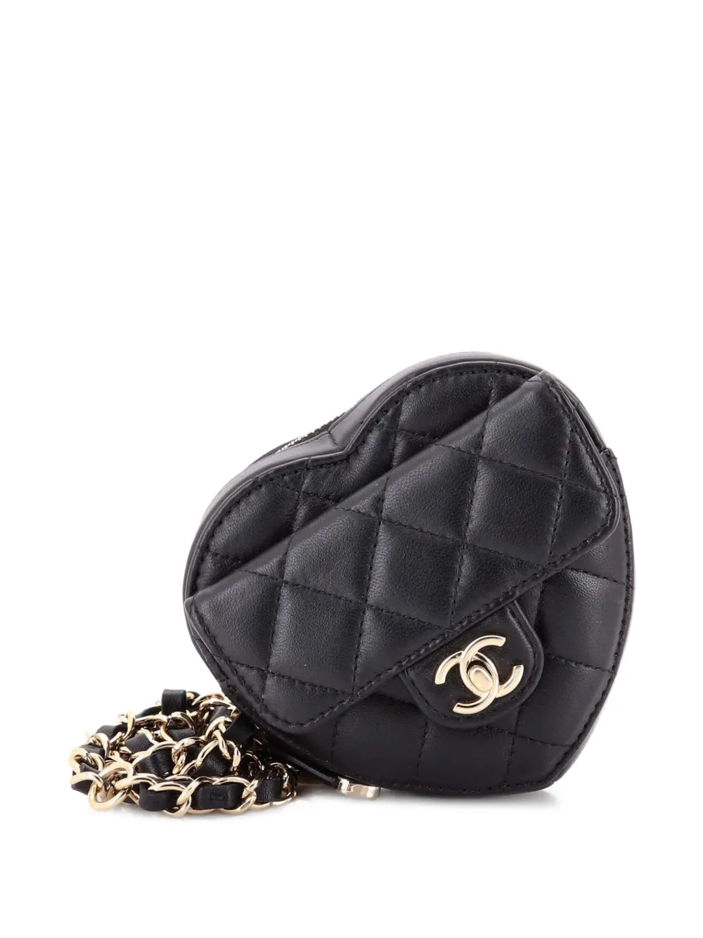 CHANEL Pre-Owned CC in Love Heart Quilted Lambskin belt bag - Nero