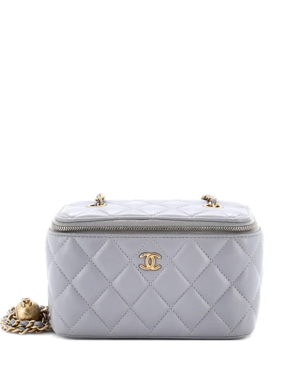 CHANEL Pre-Owned Pearl Crush Vanity Case with Chain Quilted Lambskin Small clutch bag - Grigio