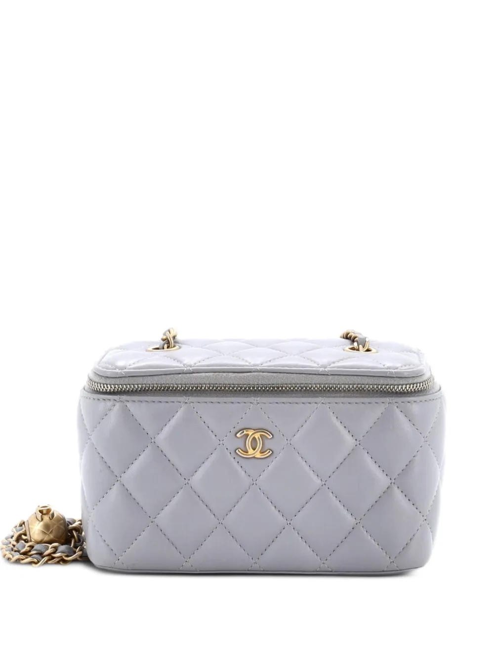 CHANEL Pre-Owned Pearl Crush Vanity Case with Chain Quilted Lambskin Small clutch bag - Grigio