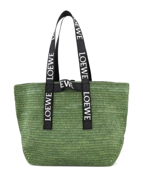 Loewe Pre-Owned Fold Logo Strap Raffia Large tote bag