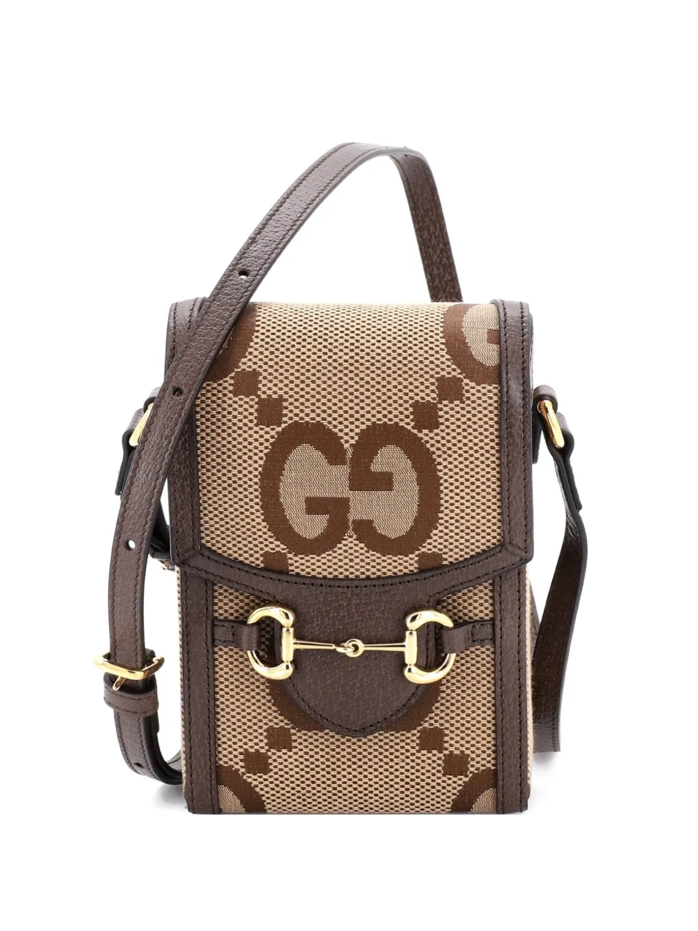 Gucci Pre-Owned Horsebit 1955 Jumbo GG Canvas Mini crossbody bag - Marrone