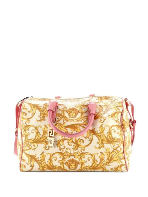 Versace Pre-Owned Convertible Boston Bag Printed Coated Canvas and Leather Medium crossbody bag